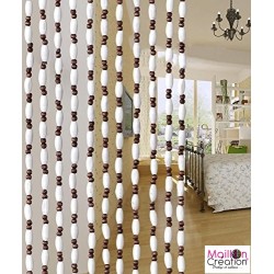 Rideau de porte en perle de bois multicilore 90 x 200 cm - Jardideco