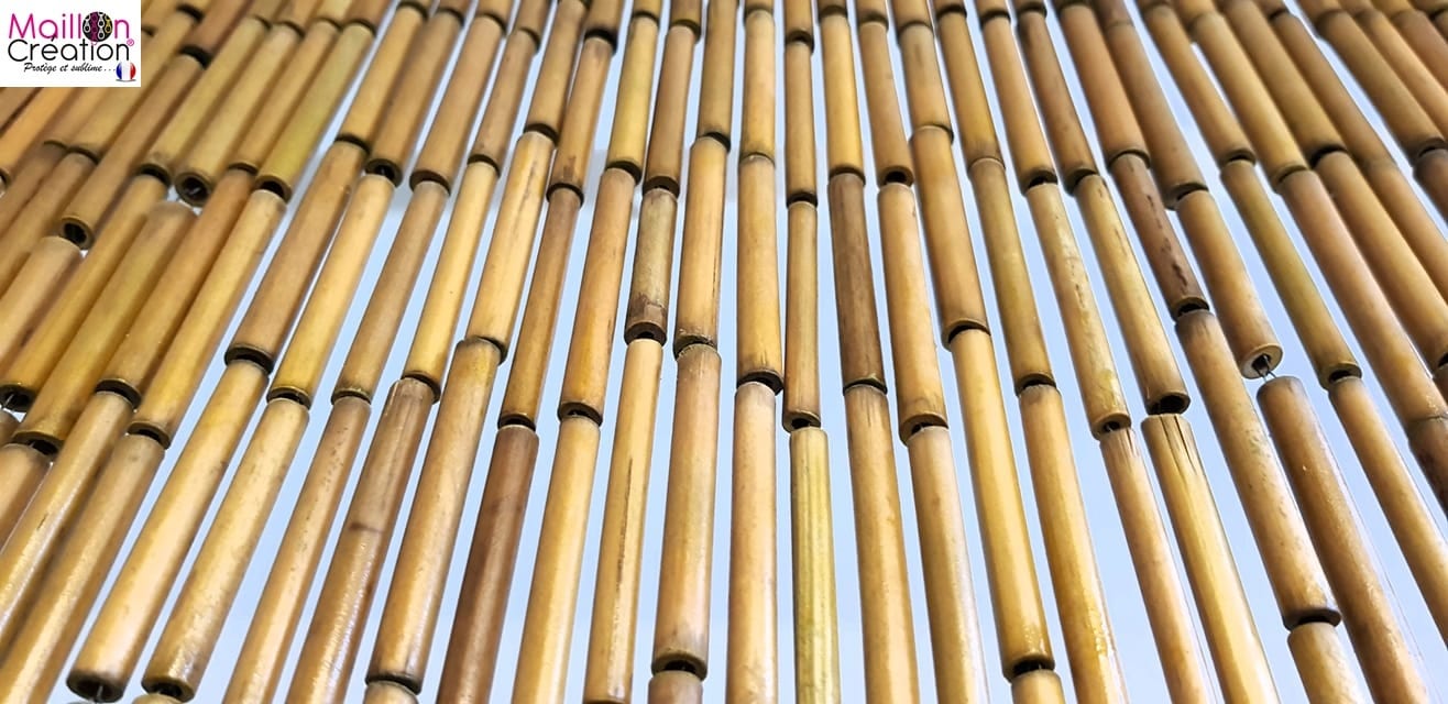 Rideau de porte en bois de bambou verni Naturel Morel 90,110,120 cm