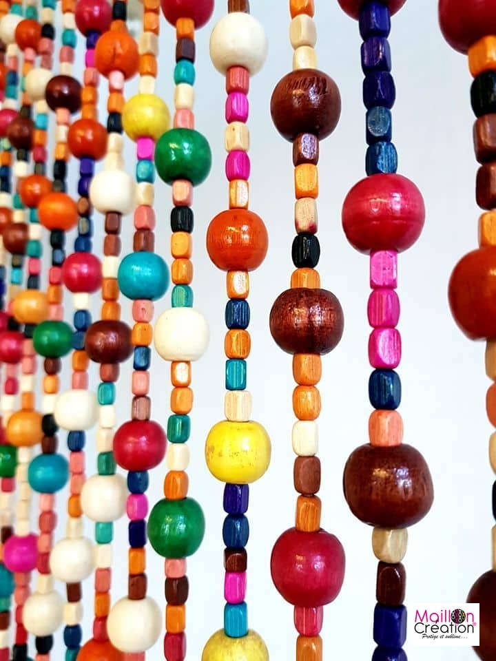 rideau perle de bois multicolore rideau de perles multicolore